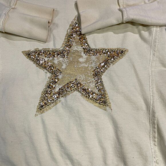 Twisted Heart Sweater Women L Yellow Full Zip Hoodie Star Sequin Y2K Grunge - Picture 2 of 8